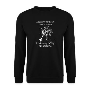 Zum Gedenken an Großmutter - Unisex Pullover - Schwarz - Vorne - Alina (178cm) & Michal (187cm)