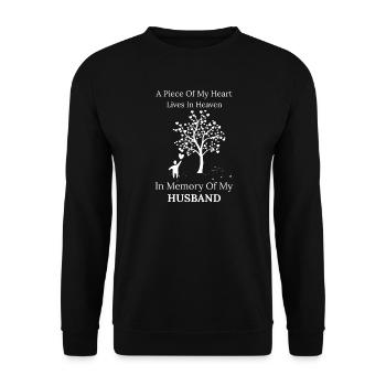 Zum Gedenken an den Ehemann - Unisex Pullover - Schwarz - Vorne - Alina (178cm) & Michal (187cm)