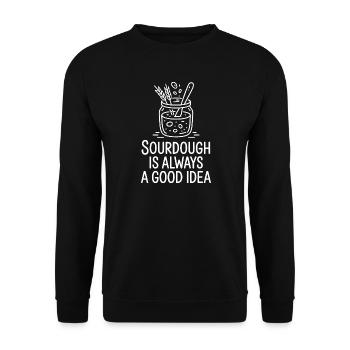 Sauerteig ist immer eine gute Idee - Unisex Pullover - Schwarz - Vorne - Alina (178cm) & Michal (187cm)