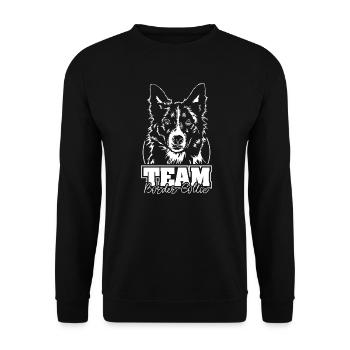 TEAM BORDER COLLIE Hütehund Agility Hundesport - Unisex Pullover - Schwarz - Vorne - Alina (178cm) & Michal (187cm)