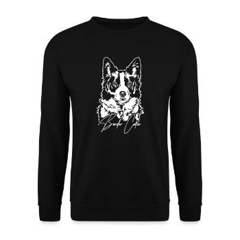 BORDER COLLIE Portrait Chiens de troupeau Chiens Wilsigns - Sweat-shirt Unisexe - noir - Devant - Alina (178cm) & Michal (187cm)