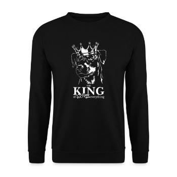 Deutscher Jagdterrier King of everything Wilsigns - Unisex Pullover - Schwarz - Vorne - Alina (178cm) & Michal (187cm)