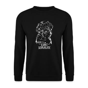 Loved by a Giant Schnauzer Hundespruch Wilsigns - Unisex Pullover - Schwarz - Vorne - Alina (178cm) & Michal (187cm)