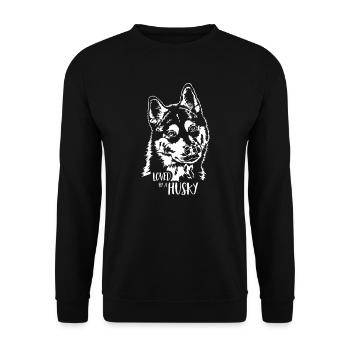 Loved by a Husky dog saying Wilsigns - Unisex Sweatshirt - black - Front - Alina (178cm) & Michal (187cm)