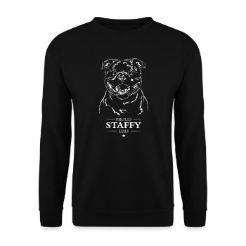 Staffy Dad Staffordshire Bullterrier Hund Wilsigns - Unisex Pullover - Schwarz - Vorne - Alina (178cm) & Michal (187cm)