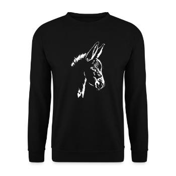 Esel Silhouette Portrait Bauernhof Wilsigns - Unisex Pullover - Schwarz - Vorne - Alina (178cm) & Michal (187cm)