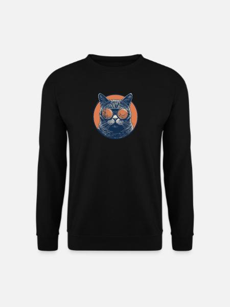 Katze Mietz Stubentiger Sonnenbrille - Unisex Pullover - Schwarz