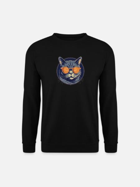 Katze Mietz Stubentiger Sonnenbrille - Unisex Pullover - Schwarz
