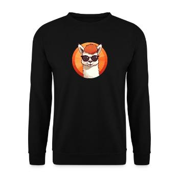 Alpaca Lama Sunglasses - Unisex Sweatshirt - black - Front - Alina (178cm) & Michal (187cm)