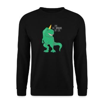 Dino Einhorn T-Rex - Sweat-shirt Unisexe - noir - Devant - Alina (178cm) & Michal (187cm)