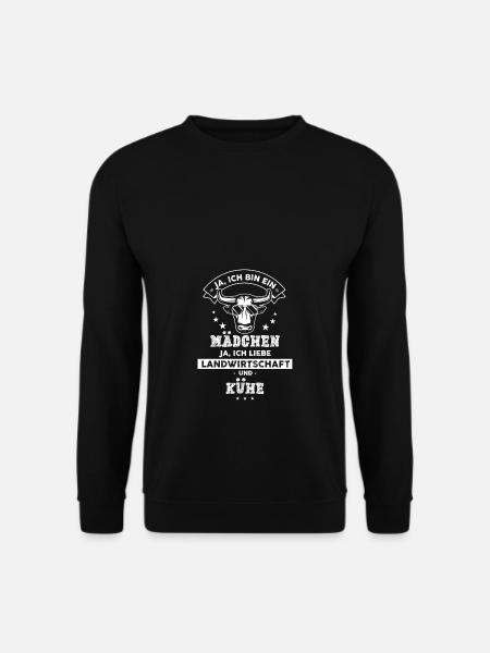 Bin Mädchen liebe Kühe und Landwirtschaft - Unisex Pullover - Schwarz