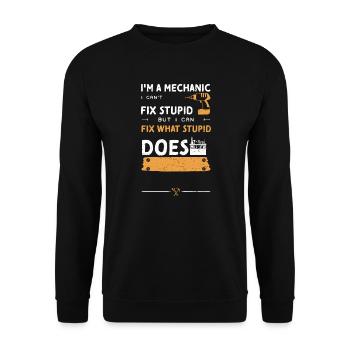 I'm A Mechanic I Can't Fix Stupi... - Unisex Sweatshirt - black - Front - Alina (178cm) & Michal (187cm)