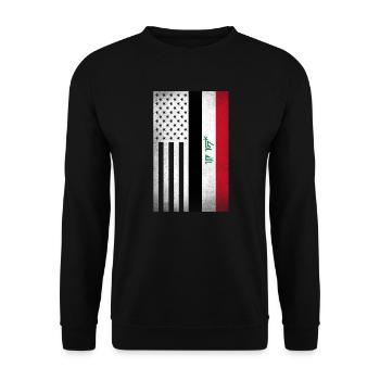 Irak-Design für stolze irakische Amerikaner - Unisex Pullover - Schwarz - Vorne - Alina (178cm) & Michal (187cm)