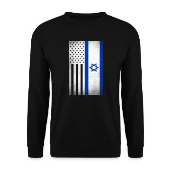 Israel Design für stolze israelische Amerikaner - Unisex Pullover - Schwarz - Vorne - Alina (178cm) & Michal (187cm)
