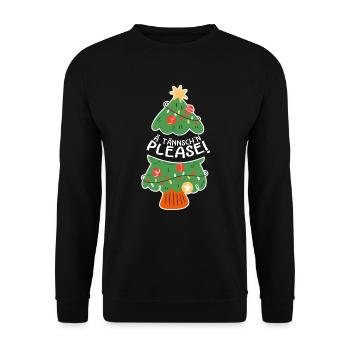 Weihnachten Xmas Spruch Lustig Ä Tännsch'n Please - Unisex Pullover - Schwarz - Vorne - Alina (178cm) & Michal (187cm)