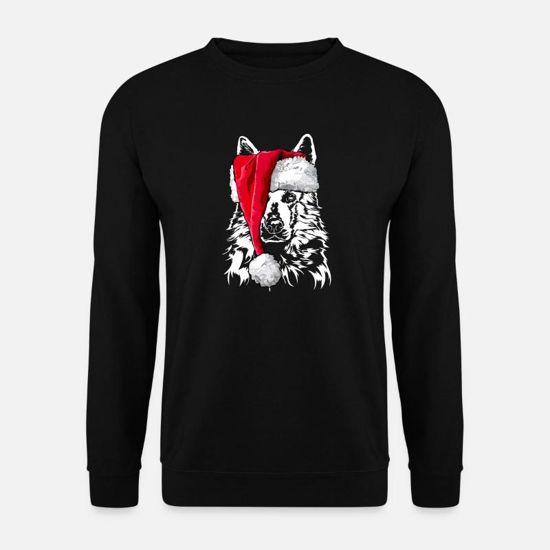 Santa WEISSER SCHWEIZER SCHÄFERHUND Weihnachten - Unisex Pullover - Schwarz
