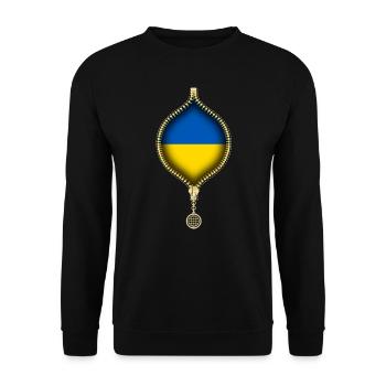 UKRAINE | FLAG | URBAN SYNTHETICS - Unisex Pullover - Schwarz - Vorne - Alina (178cm) & Michal (187cm)