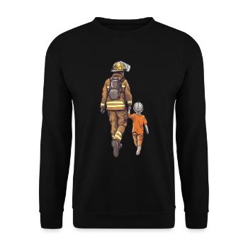 Papa Héros Pompier Pompier Brave - Sweat-shirt Unisexe - noir - Devant - Alina (178cm) & Michal (187cm)