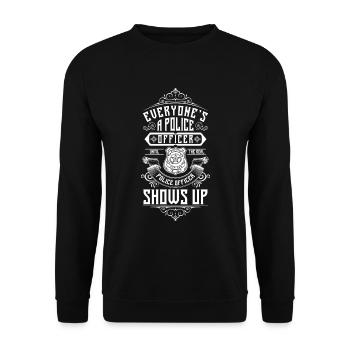 Polizei Sheriff Sicherheit - Unisex Pullover - Schwarz - Vorne - Alina (178cm) & Michal (187cm)