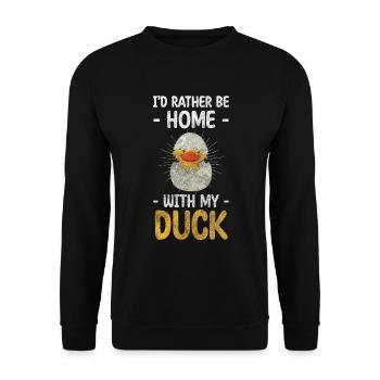 Ente Quacken Erpel - Unisex Pullover - Schwarz - Vorne - Alina (178cm) & Michal (187cm)