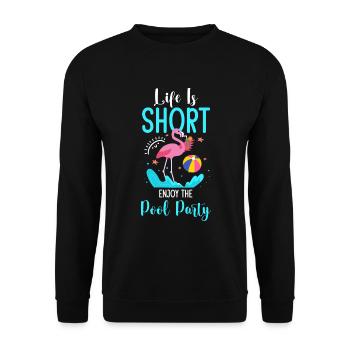 Party Pool Party Erholung Sonne - Unisex Pullover - Schwarz - Vorne - Alina (178cm) & Michal (187cm)