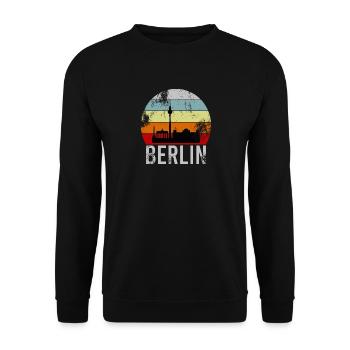 BERLIN RETRO Vintage Design als Geschenk - Unisex Pullover - Schwarz - Vorne - Alina (178cm) & Michal (187cm)