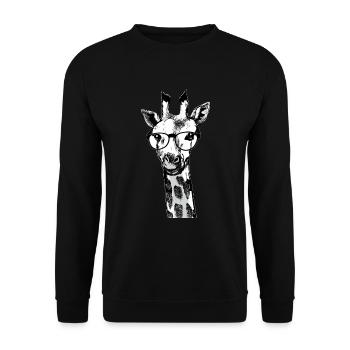 Lustige Giraffe mit Brille Portrait Afrika, Safari - Unisex Pullover - Schwarz - Vorne - Alina (178cm) & Michal (187cm)