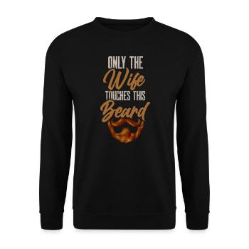 Barbe Mème Touche Ma Barbe Barbu Mari Drôle Être - Sweat-shirt Unisexe - noir - Devant - Alina (178cm) & Michal (187cm)