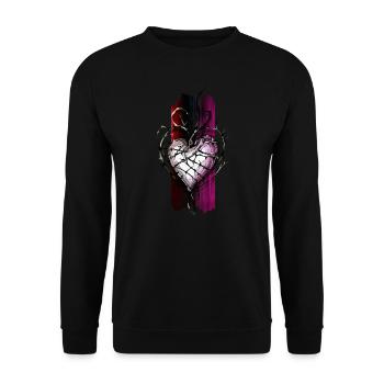 Unverwüstliche Leidenschaft: Herz in Dornen gehüllt - Unisex Pullover - Schwarz - Vorne - Alina (178cm) & Michal (187cm)