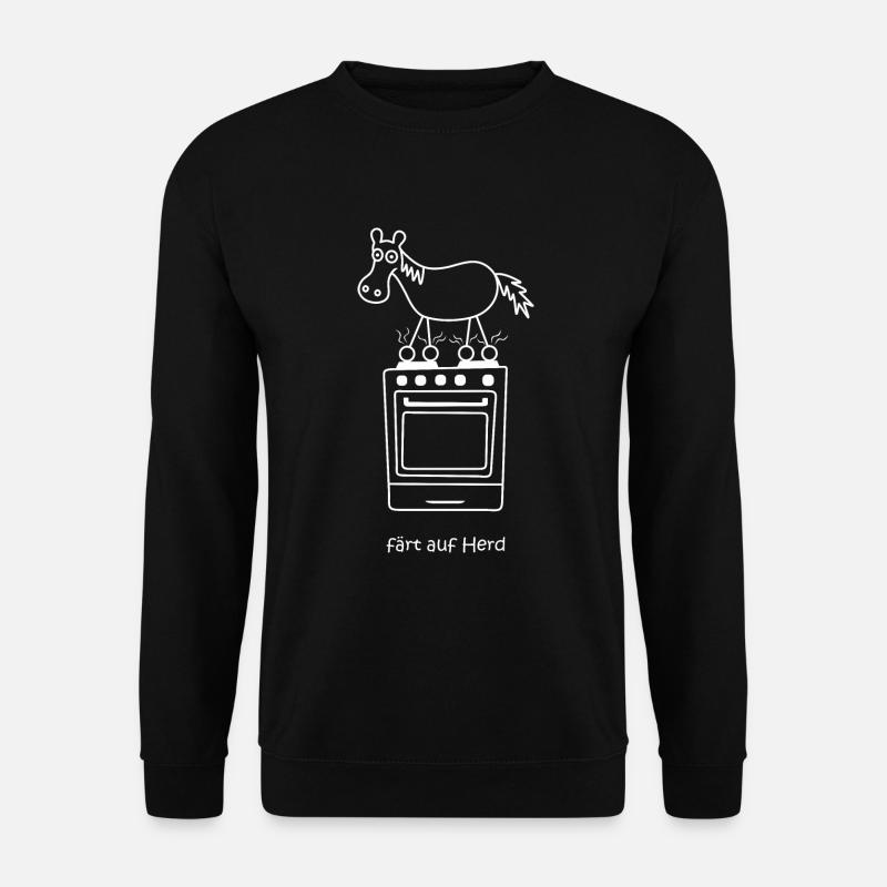 färt auf Herd, Pferd mit Rädern auf Herd - Unisex Pullover - Schwarz