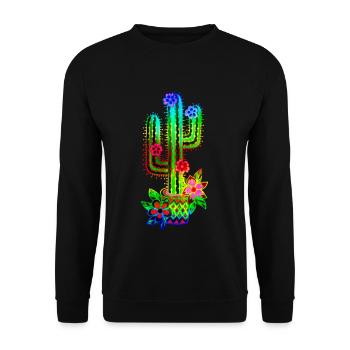 Kaktus, Mexiko, Old School, Retro, Tattoo Style - Unisex Pullover - Schwarz - Vorne - Alina (178cm) & Michal (187cm)