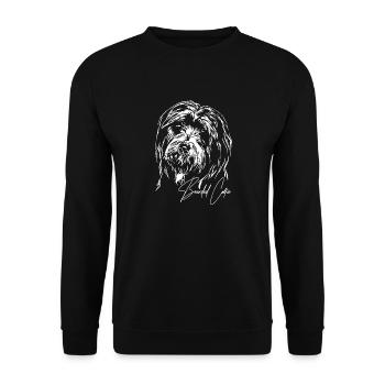 BEARDED COLLIE Hund Hunde Portrait Wilsigns - Unisex Pullover - Schwarz - Vorne - Alina (178cm) & Michal (187cm)