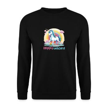 Happy Unicorn Cheerful Kids Unicorn Logo - Unisex Sweatshirt - black - Front - Alina (178cm) & Michal (187cm)