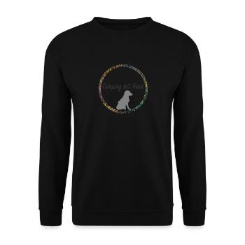 Camping mit Hund - Unisex Pullover - Schwarz - Vorne - Alina (178cm) & Michal (187cm)