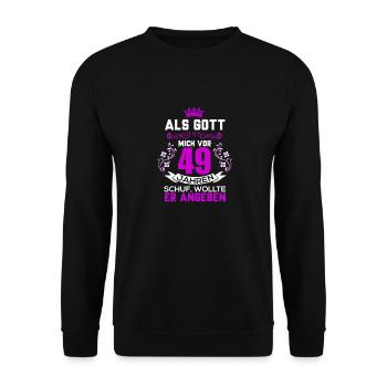 49 Geburtstag - Unisex Pullover - Schwarz - Vorne - Alina (178cm) & Michal (187cm)