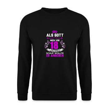 18 geburtstag - Unisex Pullover - Schwarz - Vorne - Alina (178cm) & Michal (187cm)