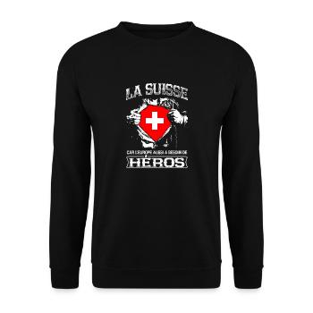 La Suisse - Héros - Europe - Unisex Sweatshirt - black - Front - Alina (178cm) & Michal (187cm)