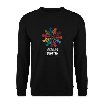 Gegen Rassismus - Unisex Pullover - Schwarz - Vorne - Alina (178cm) & Michal (187cm)