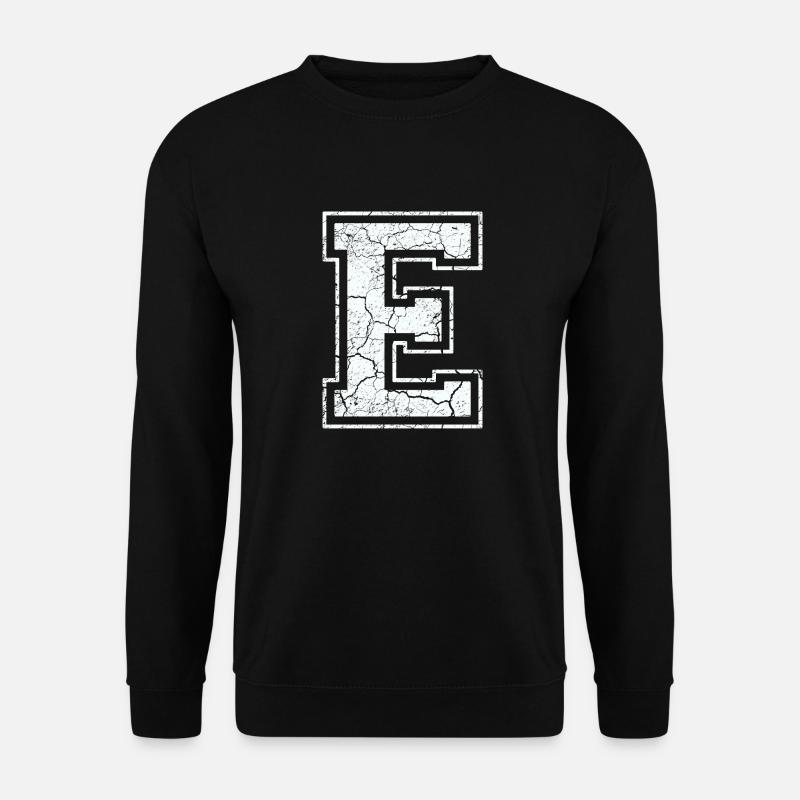 Buchstabe E in weiß im Vintage-Look - Unisex Pullover - Schwarz