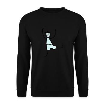 Verrückter glücklicher tanzender lustiger Junge - Unisex Pullover - Schwarz - Vorne - Alina (178cm) & Michal (187cm)