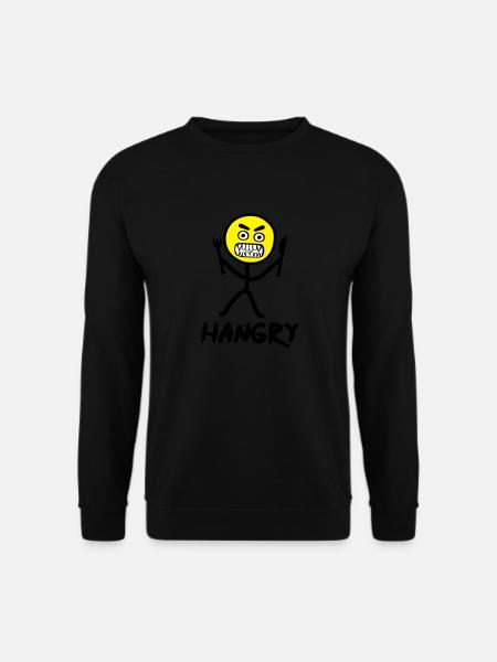Hungriges Emoji Strichmännchen - Unisex Pullover - Schwarz