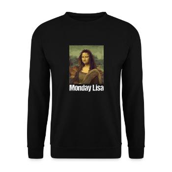 Monday Lisa Mona Lisa zerzaust Humor Kunst Montag - Unisex Sweatshirt - black - Front - Alina (178cm) & Michal (187cm)