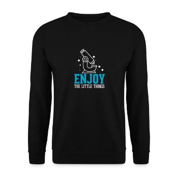 Enjoy The Little Things Biology Biologist Gift - Unisex Sweatshirt - black - Front - Alina (178cm) & Michal (187cm)