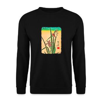Utagawa Hiroshige Kingfisher on Iris - Unisex Sweatshirt - black - Front - Alina (178cm) & Michal (187cm)