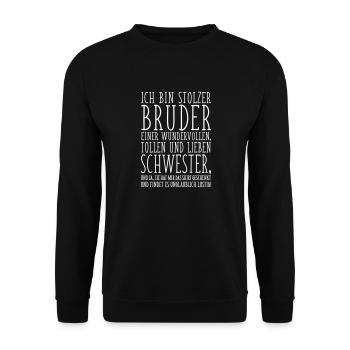 Stolzer Bruder einer lieben Schwester - Unisex Pullover - Schwarz - Vorne - Alina (178cm) & Michal (187cm)