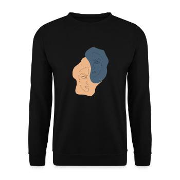 Minimalist one line face halves - Unisex Sweatshirt - black - Front - Alina (178cm) & Michal (187cm)
