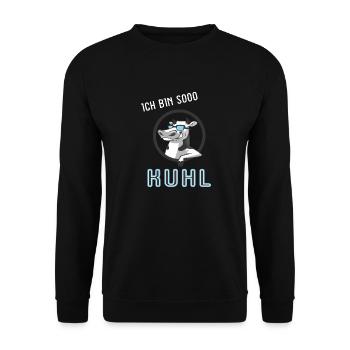 Ich bin so cool. Kuhl, Kuh - Unisex Pullover - Schwarz - Vorne - Alina (178cm) & Michal (187cm)