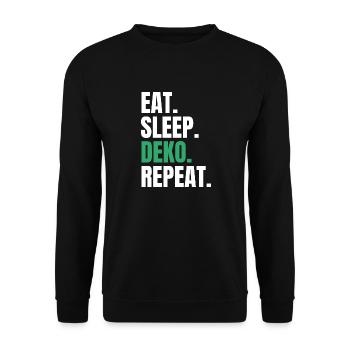 Eat Sleep Deko Repeat Dekorieren Deko - Unisex Pullover - Schwarz - Vorne - Alina (178cm) & Michal (187cm)