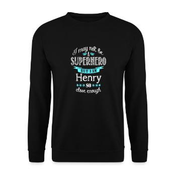 Superhero Henry - Unisex Sweatshirt - black - Front - Alina (178cm) & Michal (187cm)