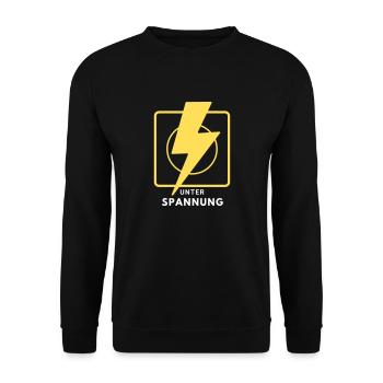 Elektriker Elektroniker Strom Spannung Geschenk - Unisex Pullover - Schwarz - Vorne - Alina (178cm) & Michal (187cm)